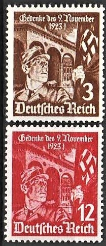 FRIMÆRKER TYSK RIGE: 1935 | AFA 593,594 | NSDAP jubilæum. - 3 + 12 pf. - Postfrisk